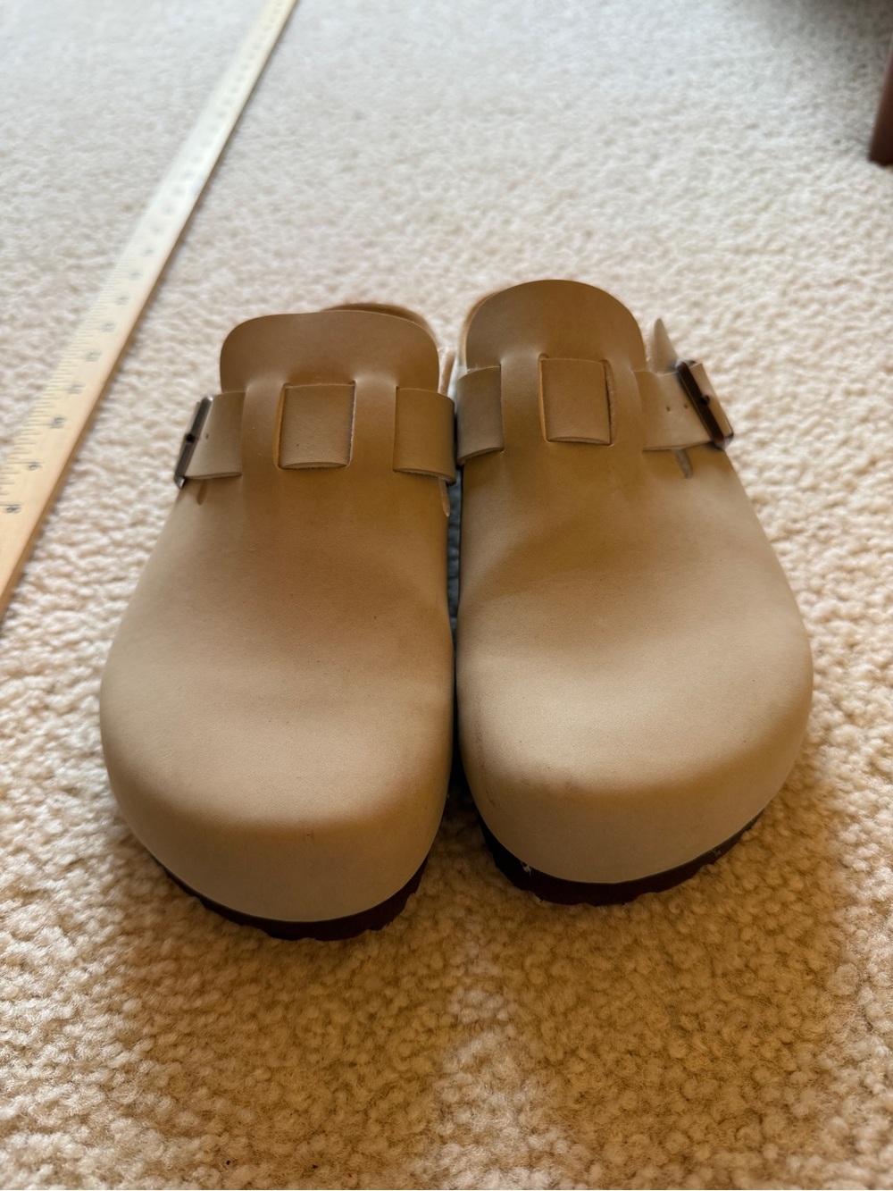 Women’s Neutral Tan Slip-On Clogs with Adjustable Buckle